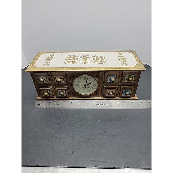 Vintage General Electric Zodiac Horoscope Florentine Jewelry Trinket Box Clock - Picture 1 of 16